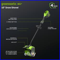 Greenworks 80V 12 inch Cordless Snow Shovel SSB406 with 2Ah Battery and Charger