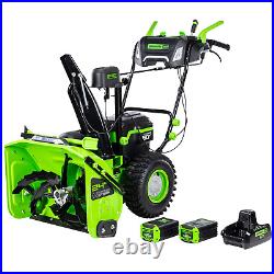 Greenworks DSSN60L821 60V 24 Cordless Brushless Two-Stage Snow Blower with (2)