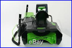 Greenworks PRO 20-Inch 80V Cordless Snow Thrower 2.0 AH Battery 2600402 Green