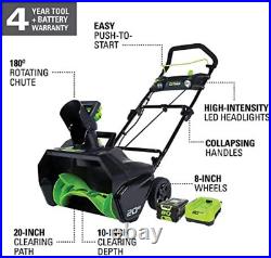 Greenworks Pro 80V 20 inch Snow Thrower with 2Ah Battery and Charger