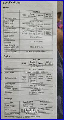 Honda Snowblower HSS724A