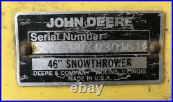 John Deere 46 F710 F725 F735 Shaft Drive SnowBlower Snow thrower Pick Up Only