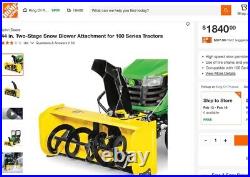 John Deere Snowblower 44 inch for 100 Series Tractors Excellent condition