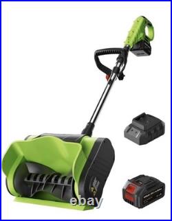 KAFKESC Electric Snow Shovel Cordless 20V 12 4Ah Battery Snow Blower Green