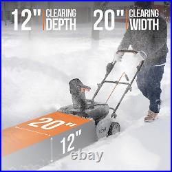 Litheli 2X20V Cordless Snow Blower, 20 Inch Snow Thrower with 4.0Ah Battery, Ele