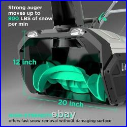 Litheli Snow Blower 20-Inch Brushless Cordless Snow Thrower 4AH Battery &Charger
