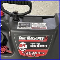 MTD Yard Machines 21 Single Stage Snow Thrower 4 Cycle 123 cc