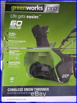 NEW Green Works Pro Cordless Snow Blower 60V 20 2601902
