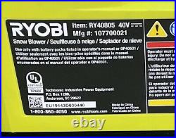 NEW Ryobi RY40805 20 in. 40V Brushless Cordless Snow Blower TOOL ONLY