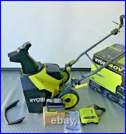 New Ryobi RY40890VNM 40v Cordless Brushless 18 Snow Blower With 6AH &5Ah battery