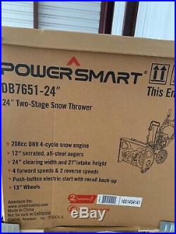 Power Smart DB7651 24 208cc LCT Two-Stage Snow Thrower with Electric Start