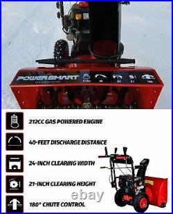 PowerSmart 2-Stage Self-propelled Electric Snow Blower 24-inch 212cc Powered