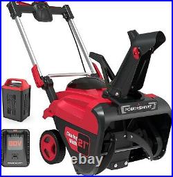 PowerSmart 21'' 80V 6.0Ah Cordless Electric Snow Thrower with battery charger