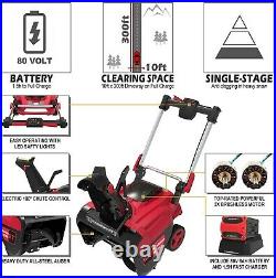 PowerSmart 21'' 80V 6.0Ah Cordless Electric Snow Thrower with battery charger
