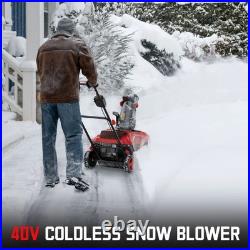 PowerSmart 21-Inch 40V Cordless Snow Blower, 980lbs/m, Brushless Motor, Compact