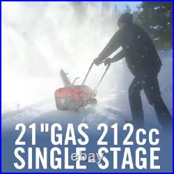 PowerSmart 21 Inch Single Stage Snow Blower 212CC Gas Powered Gasoline Engine