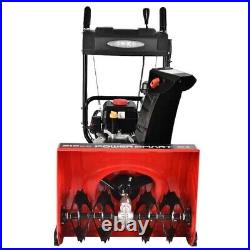 PowerSmart 24-Inch Gas Powered Snow Blower 212cc Electric Start with LED Light