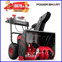 PowerSmart 80V 24 Cordless Snow Blower, 45ft Distance, Steel Chute, 6Ah Battery