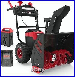 PowerSmart Cordless Snow Blower 24 Inch 2 Stage 80V 6.0Ah with Battery&Charger