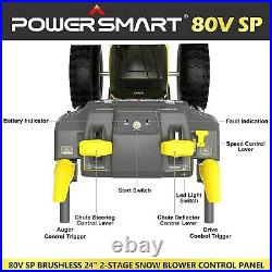 PowerSmart Snow Blower Cordless-24 Inch 2 Stage, 80V 6.0Ah with battery, charger