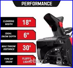 Powersmart 18-Inch Corded Snow Blower, Electric Snow Thrower with 15-Amp Motor