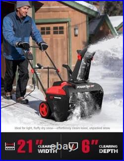 Powersmart Electric Snow Blower 21-inch Corded Snow Thrower Db7521a Black/red
