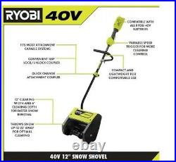 RYOBI 12 in. Cordless Electric One-Stage Snow Shovel with 4.0 Ah Battery & Charger