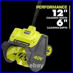 RYOBI 40V 12 in. Single-Stage Cordless Electric Snow Shovel with 4.0 Ah Battery