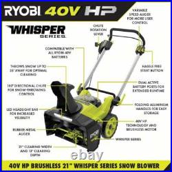 RYOBI 40V HP 21 Single-Stage Battery Snow Blower (1) 6Ah Battery&Charger READ