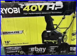 RYOBI 40V HP Brushless 18 in. Single-Stage Snow Blower RY40809VNM (Tool Only)