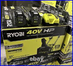 RYOBI 40V HP Whisper 21 in. Single-Stage Battery Snowblower 2-(6ah) battery