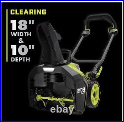 RYOBI Electric Snow Blower 40V 18 in 1-Stage (6ah) battery