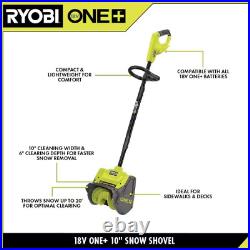 RYOBI ONE+ 18V 10 in Cordless Electric Snow Shovel with 4.0 Ah Battery & Charger
