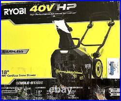 Ryobi 40V HP 18 in Snow Blower Single Stage Brushless Tool Only Model RY40890BTL