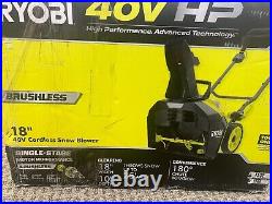 Ryobi 40V HP Brushless 18 in Single Stage Cordless Electric Snowblower RY40809BT