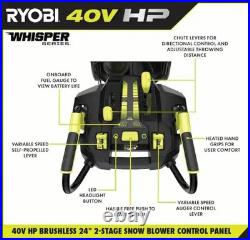 Ryobi 40V HP Brushless Whisper Series 24 Two-Stage Snow Blower TOOL ONLY