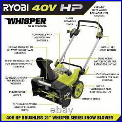 Ryobi 40v HP 21 Brushless Whisper Series Snow Blower Ry408101 Batteries/charger
