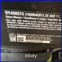 Ryobi RY408015 40V HP Brushless Whisper Serie 22 TwoStage Snow Blower TOOL ONLY