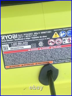 Ryobi RYAC803-S 20 in. 13 Amp Corded Electric Snow Blower, (please read des)