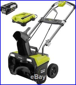 Ryobi Snow Blower 20 40V Brushless Cordless Electric 5.0 Ah Battery Charger