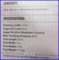 SKIL PSS1200 PWR CORE 40 -12 Snow Shovel Att SKIL Multi-Head System- Open Box