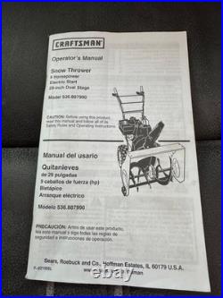 Sears Craftsman snowblower 9HP 29 inch dual stage self propelled