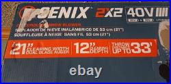 Senix 2X2 40V Max 21 Cordless Snow Thrower, Brushless 21X12X33