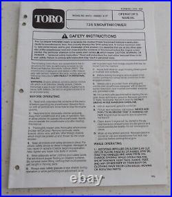 Toro 724 Snowthrower model number 380725900001- works great