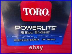 Toro Powerlite 98CC Engine 16 Inch Path Electric and Pull Start Snow Blower