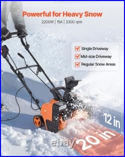 VEVOR 15A 20 in Electric Corded Snow Blower 25 ft Throw Distance Snow Thrower
