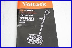 VOLTASK SS-20B Black Orange 20V 12 Inch Cordless Snow Shovel w Charger Battery